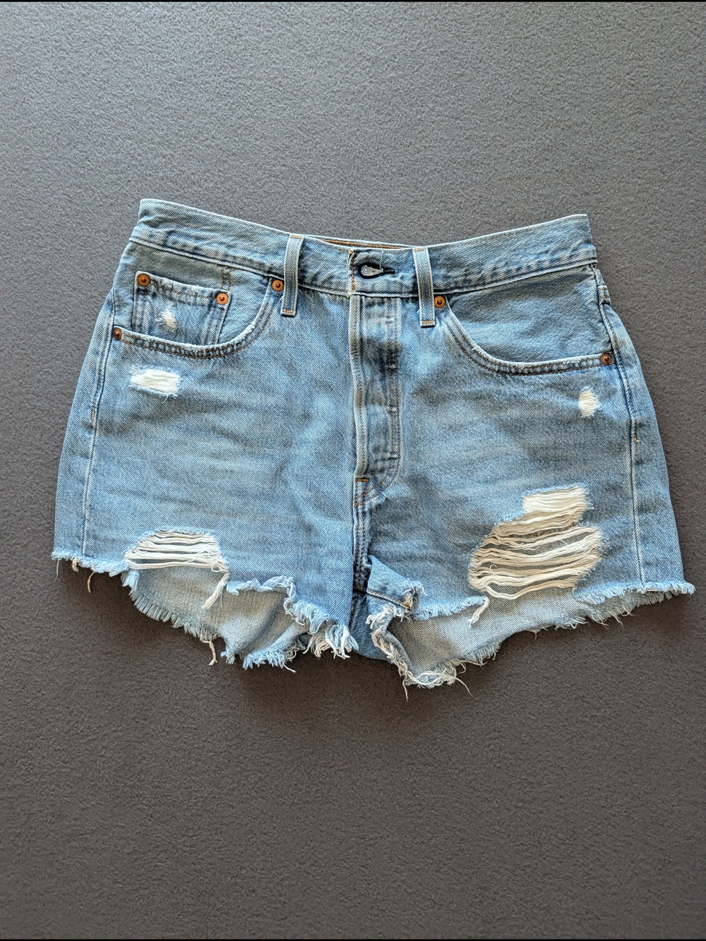 Signature by Levi Strauss Light Blue Distressed Denim Shorts